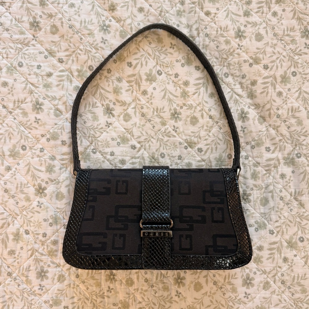 Vintage Guess monogram black mini purse